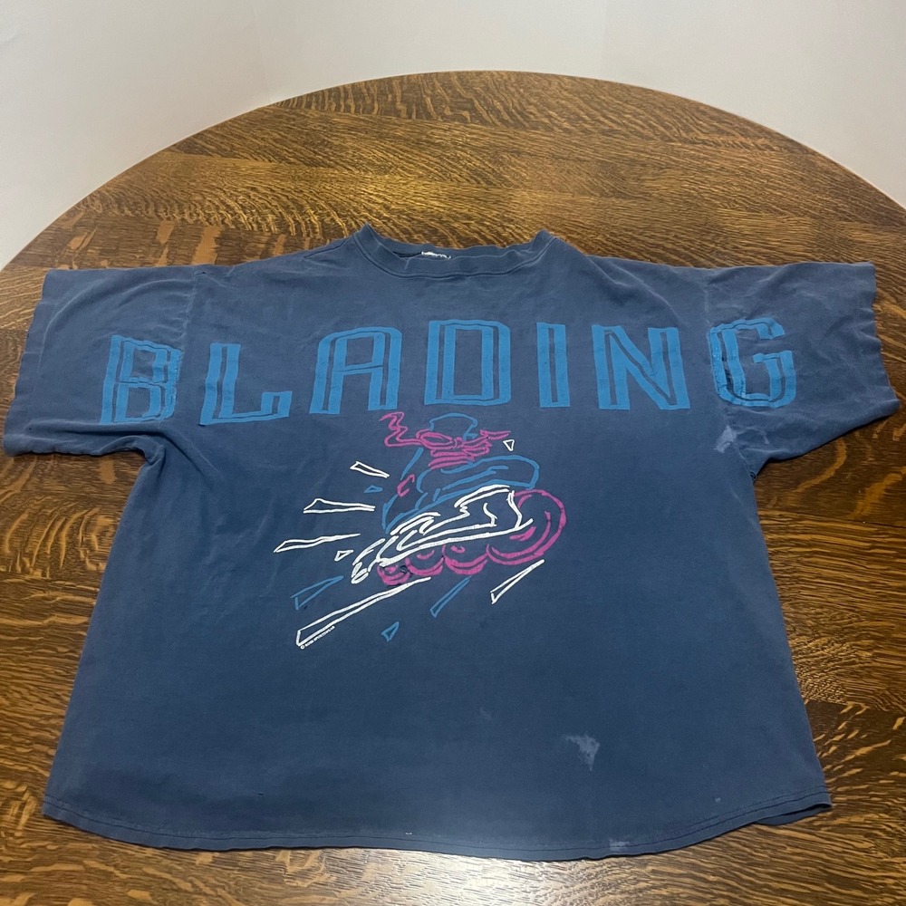 Ross Sportswear Blading T-Shirt Mens XL Navy Blue Vintage Inline Skate Graphic